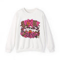 Spooky Vibes Halloween Sweatshirt — Pink Ghosts & Leopard Print Crewneck