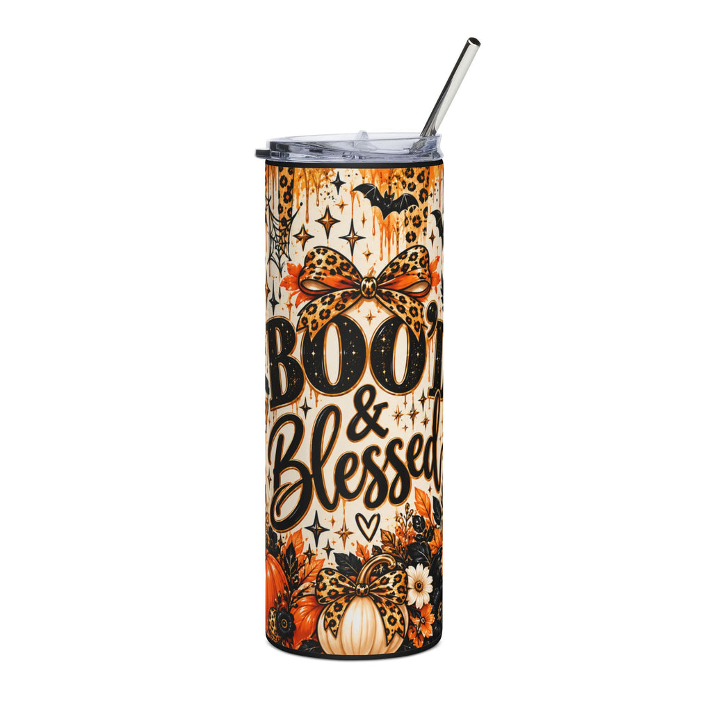 Halloween 'Boo & Blessed' 20oz Stainless Tumbler — Fall Pumpkin & Ghost Travel Cup