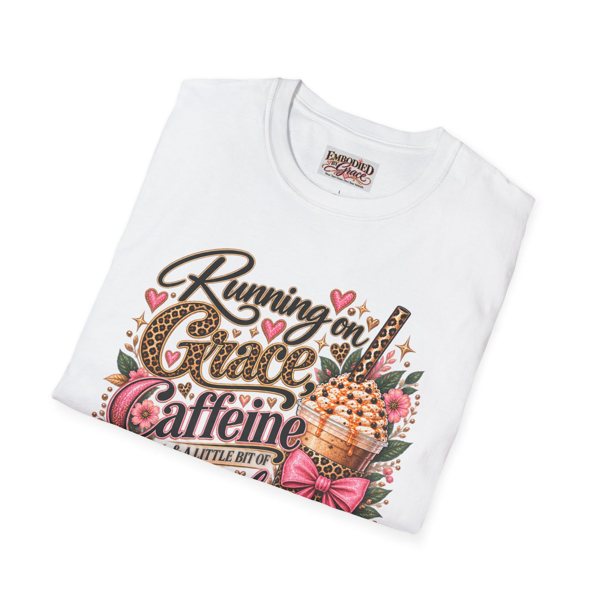 Running on Grace & Caffeine T-Shirt — Faith, Coffee & Attitude Tee
