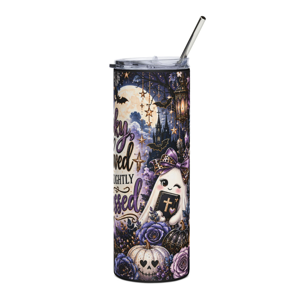 Spooky, Saved & Slightly Stressed — 20oz Halloween Stainless Steel Tumbler