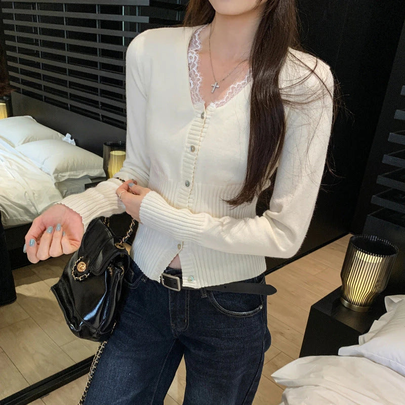 The Camille Lace-Trim Cardigan