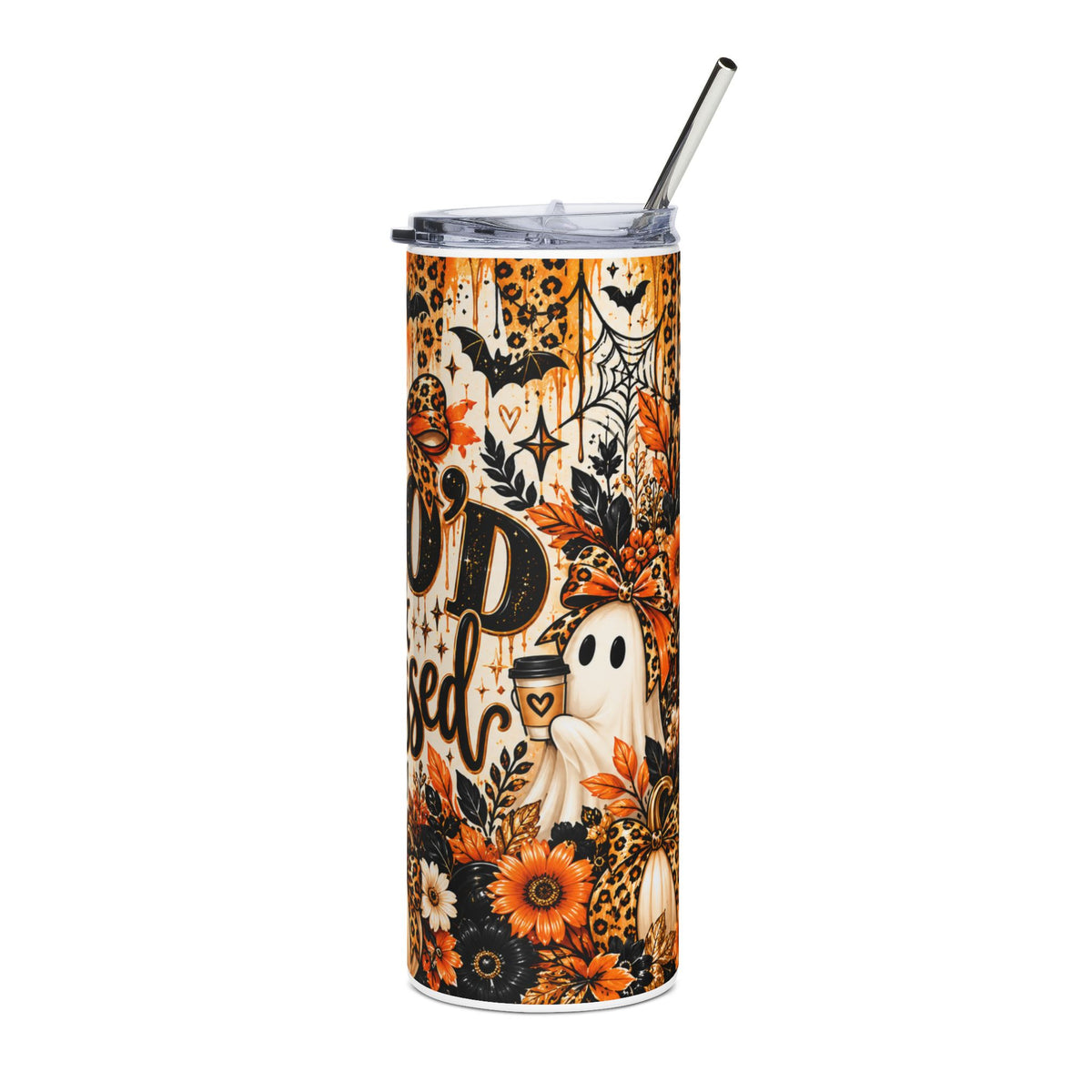 Halloween 'Boo & Blessed' 20oz Stainless Tumbler — Fall Pumpkin & Ghost Travel Cup