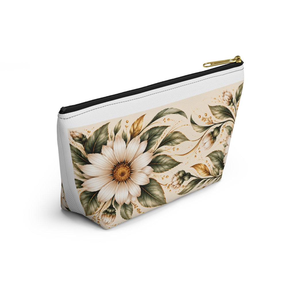 Embodied in Bloom™ Botanical Accessory Pouch — Sage & Gold Daisy Cosmetic Bag