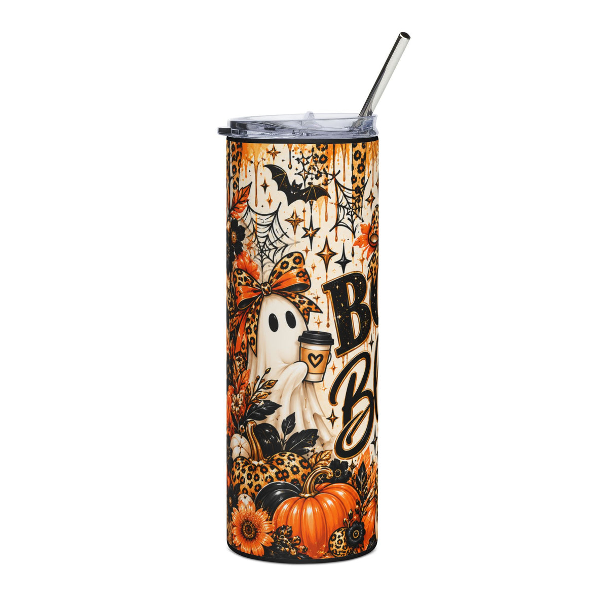 Halloween 'Boo & Blessed' 20oz Stainless Tumbler — Fall Pumpkin & Ghost Travel Cup